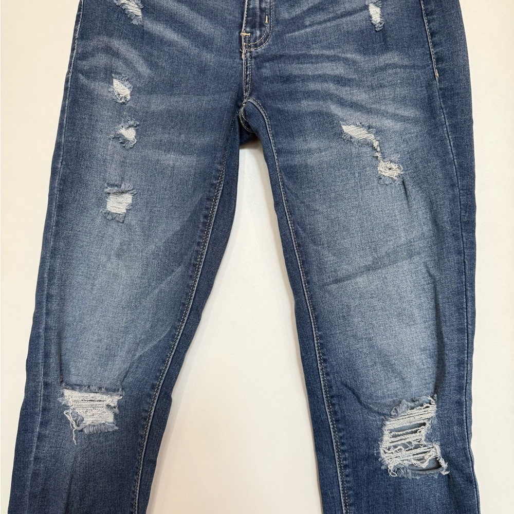 Blue Skinny Jeans with Distressed Details